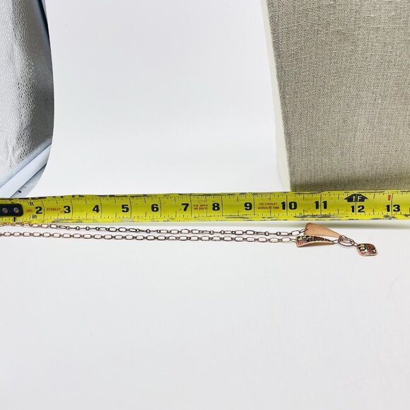 Vintage Copper Enamel Pendant Necklace Geometric Design Art Deco Revival Retro - Picture 9 of 10